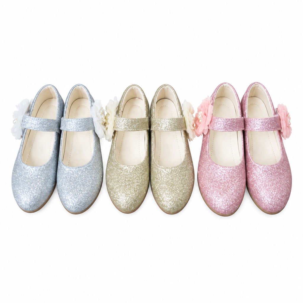 Zapato de charol para niña con moño brillante en la punta