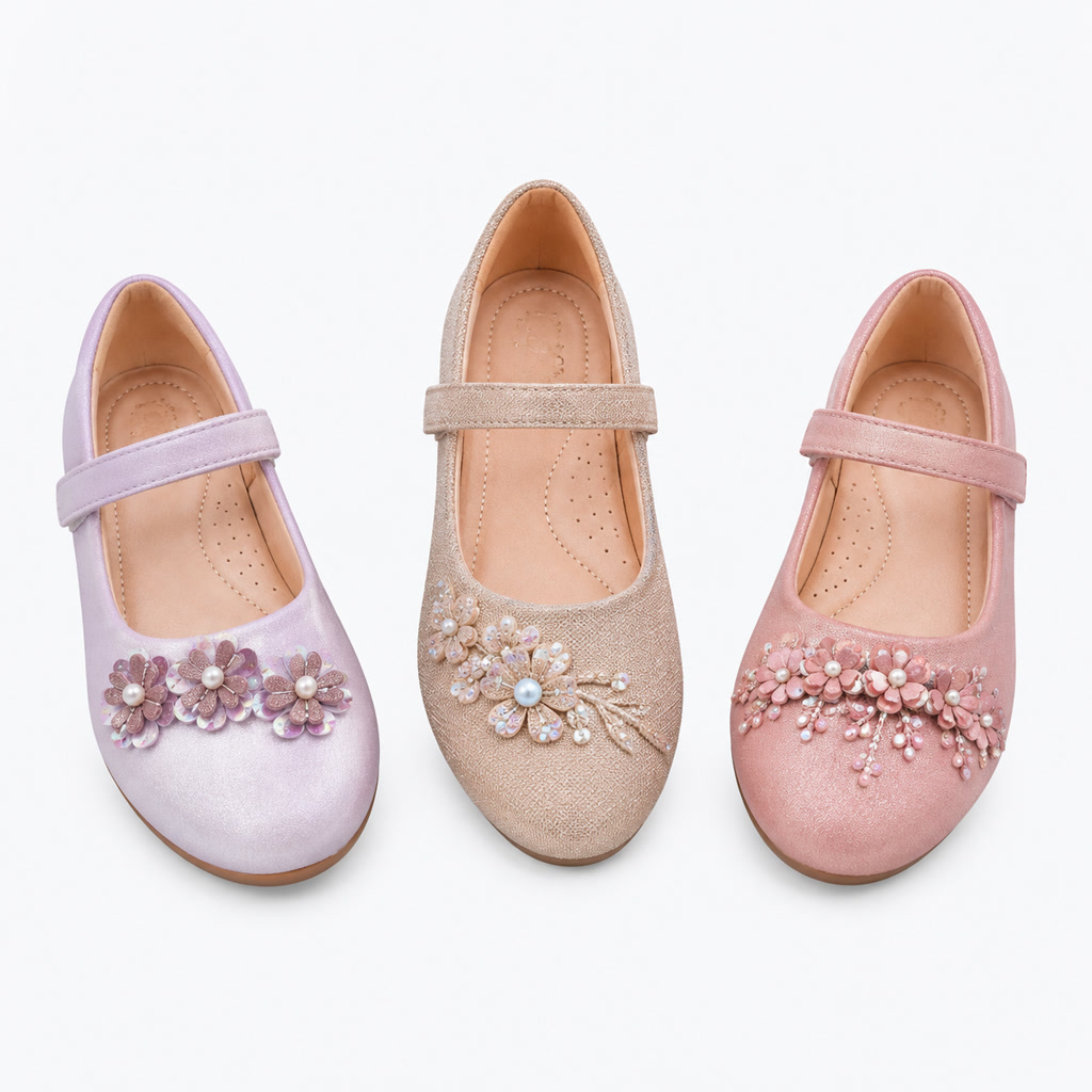 Zapato de charol para niña con hebilla rectangular y moño pequeño