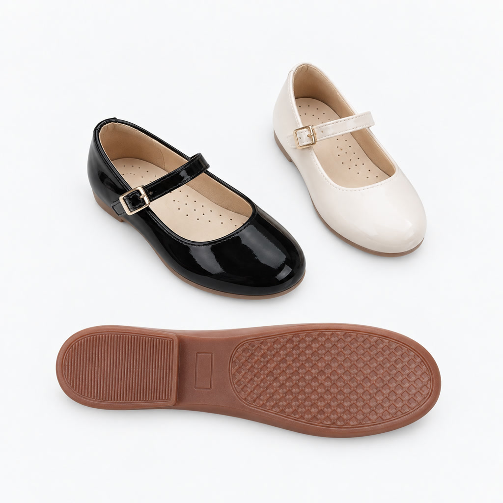 Zapato de charol para niña con correa diagonal