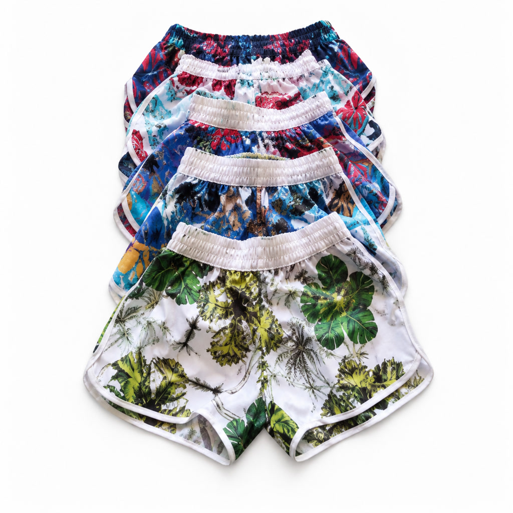 [SL150] Short para dama con estampado de palmeras y franjas