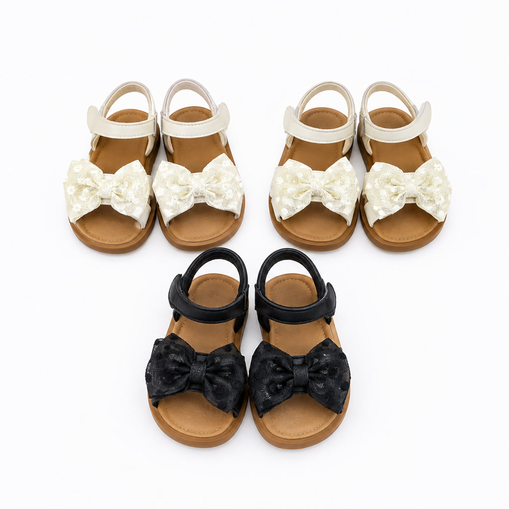 Sandalia de verano para niña con moño frontal