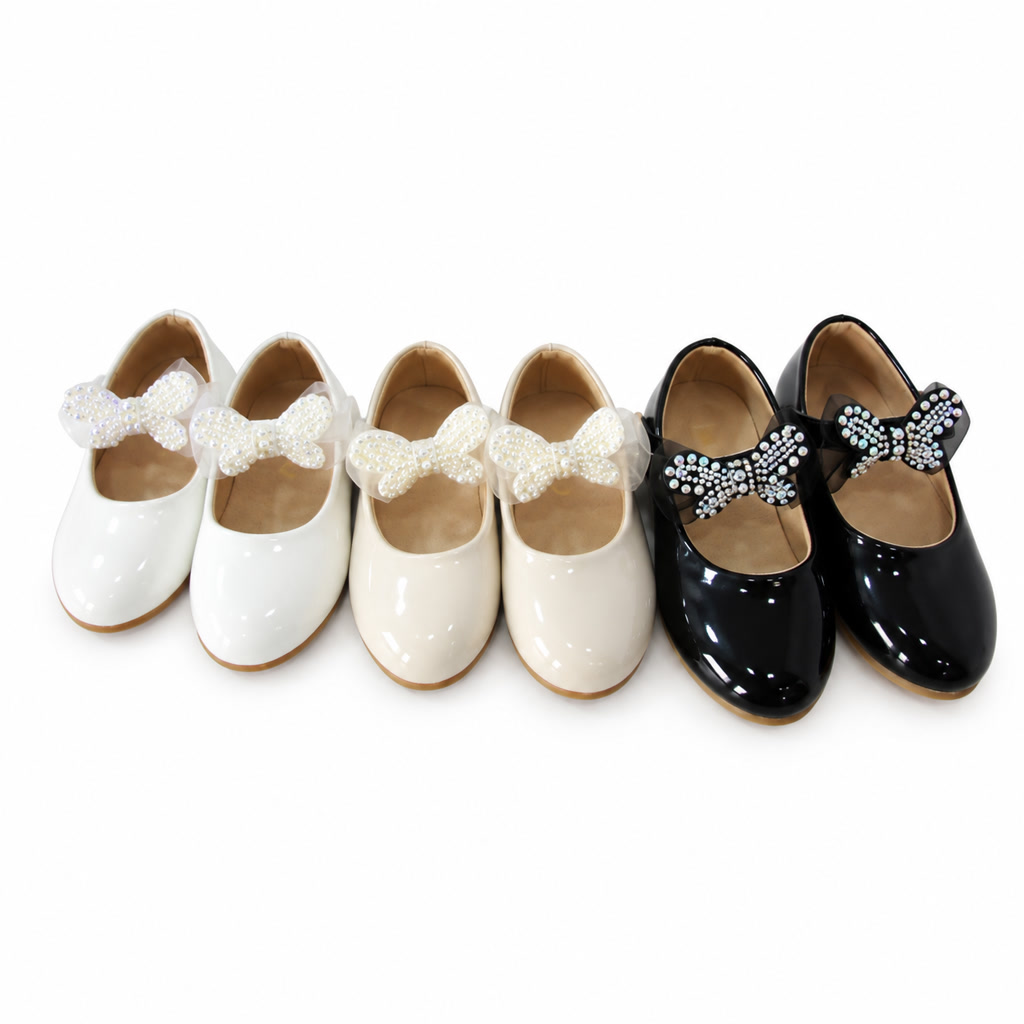[DLM23-1253] Zapato de charol Oxford para niña con flor sobre la pulsera (21-25)