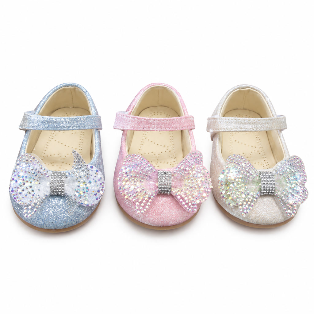 [DLM-2068] Zapato de charol para niña con flor de encaje en la punta (21-25)