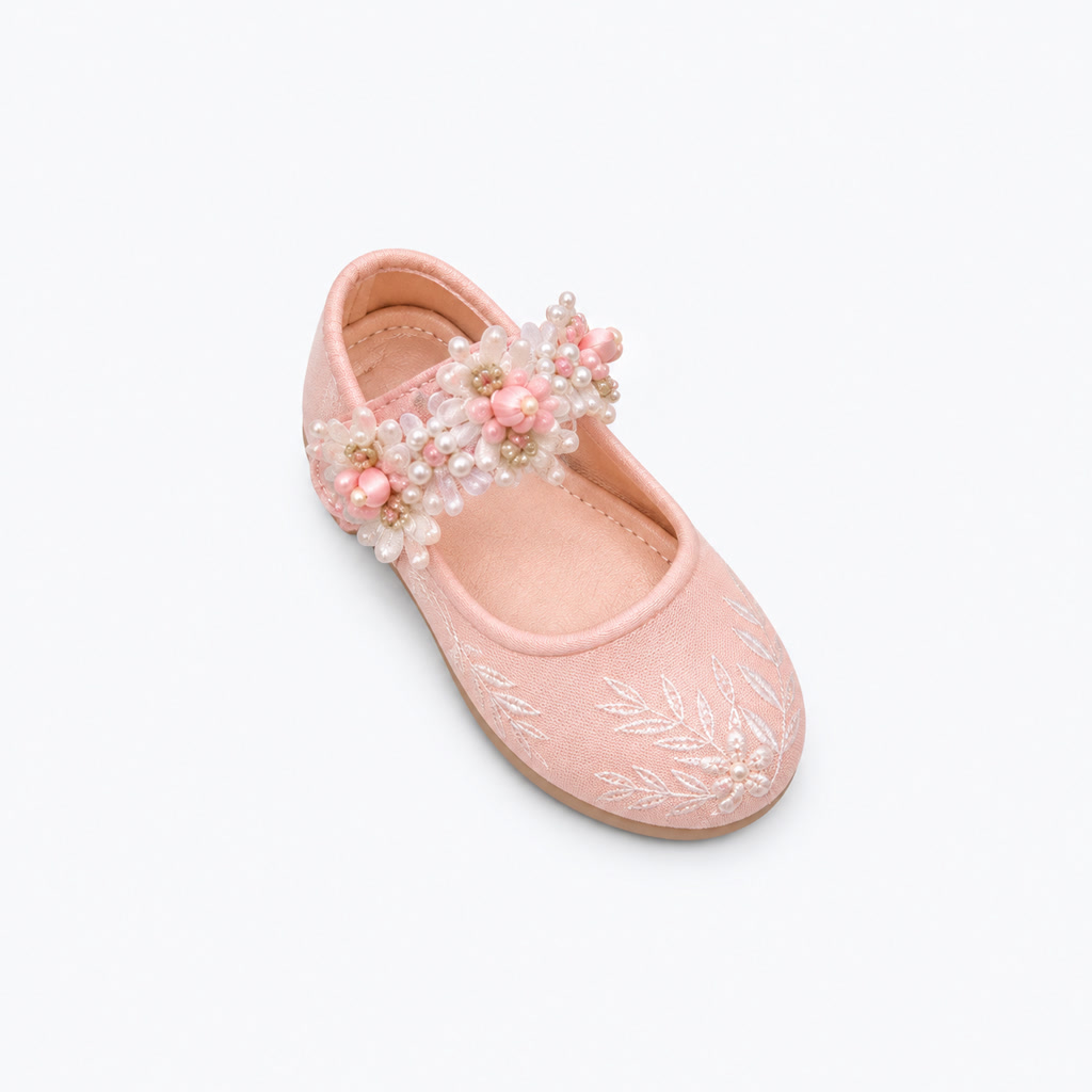[DLM-1784] Zapato de charol para niña con flor de tul lateral (26-30)