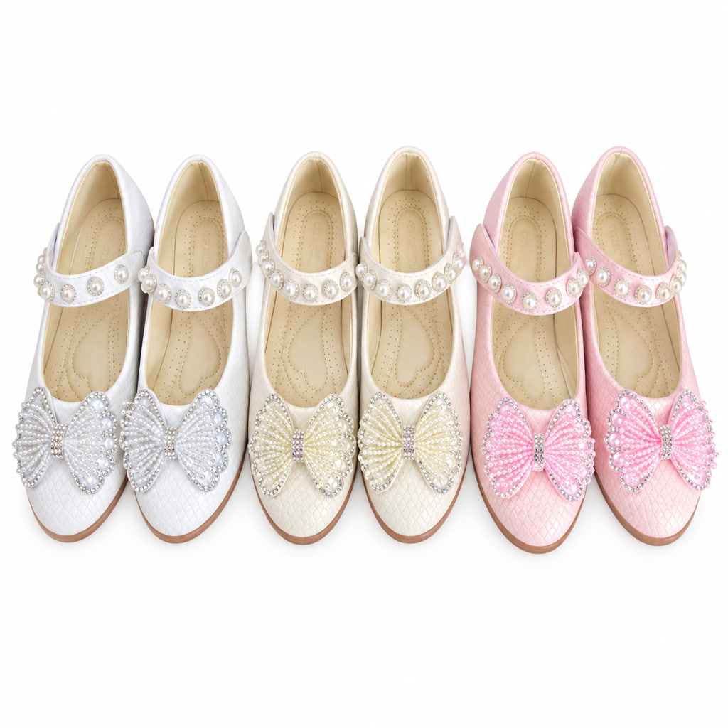 [DLM-2294] Zapato de charol para niña con lazo sobre punta brillante (26-30)