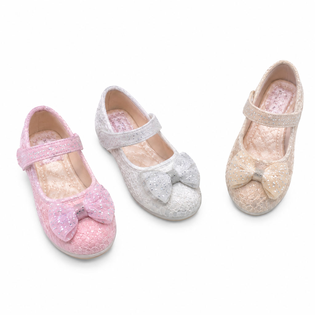 [DLM-2228] Zapato de charol para niña con moño doble de tela (26-30)