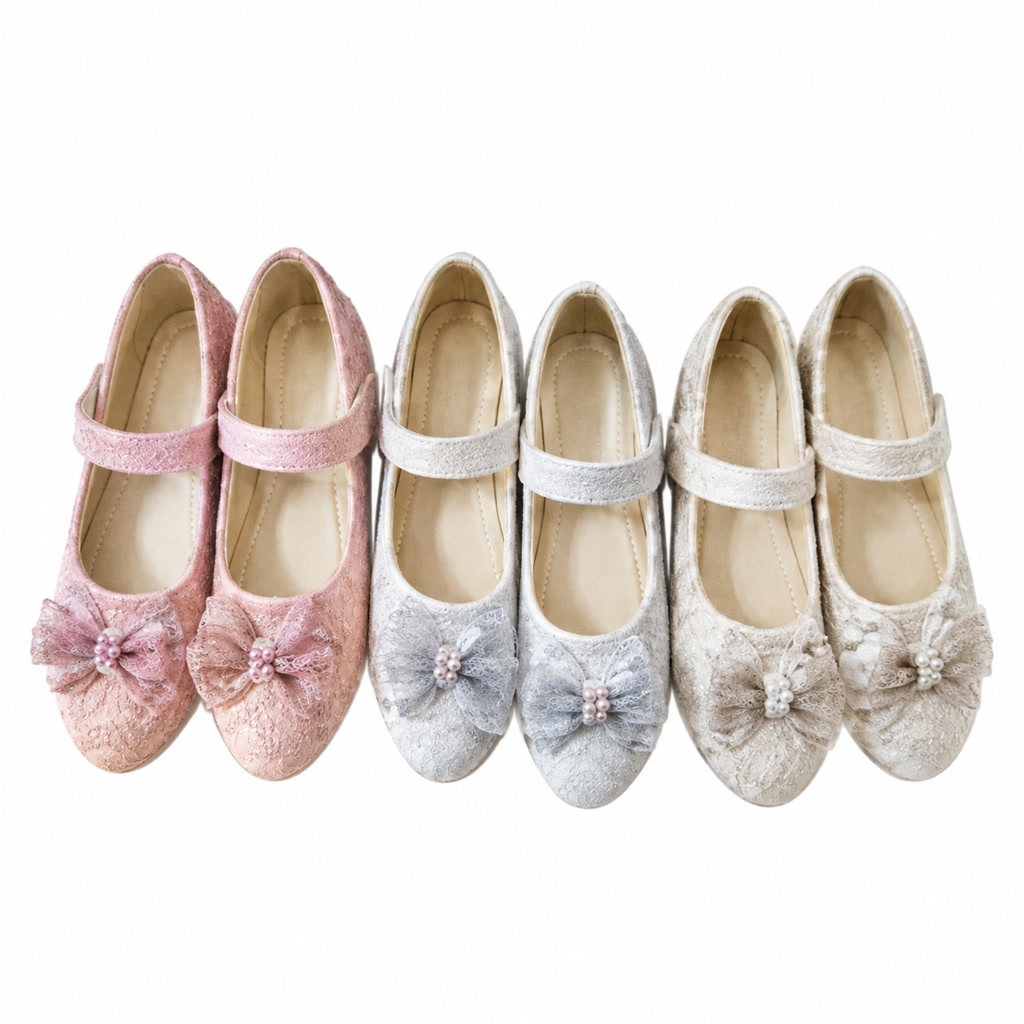[DLM-1122] Zapato de charol para niña con moño grande de encaje (26-30)
